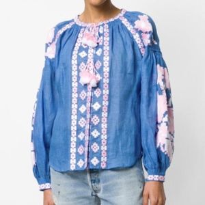 March 11 Flower Pixel Embroidered Blouse